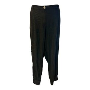 Monroe & Main Joggers Viscose Blend Cargo Black Summer Casual Baggy Ankle Pant